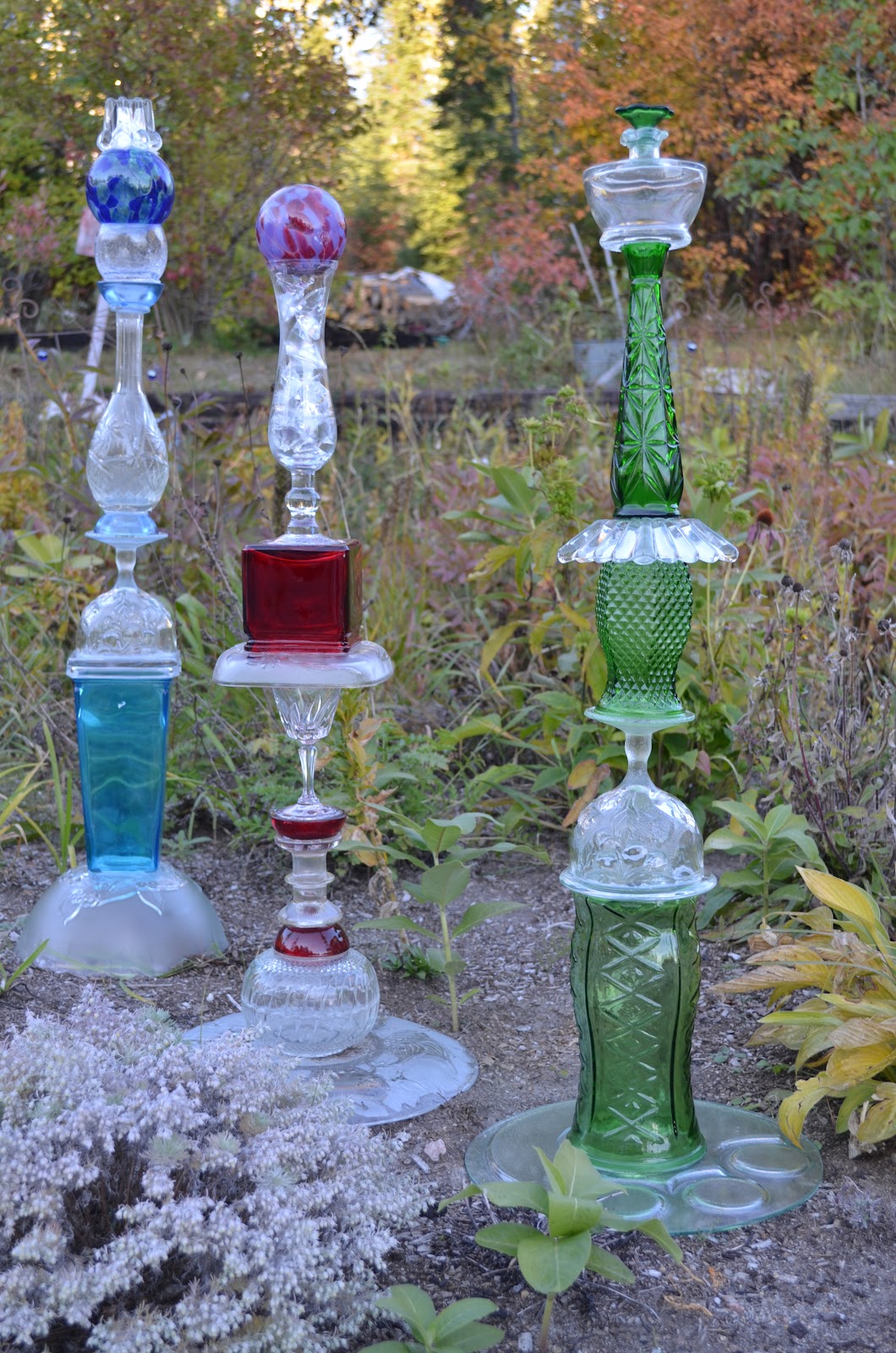 Recycled Glass Garden Ornaments